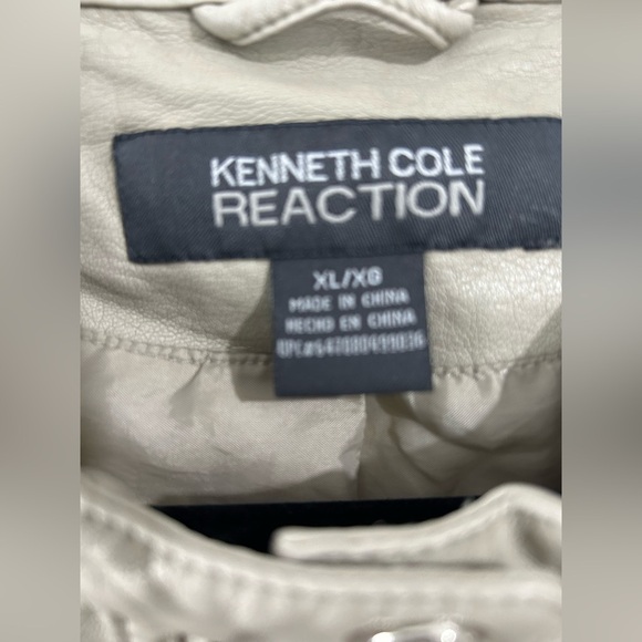 Women's Kenneth Cole Reaction Faux Cement/Sone Color Leather Moto Jacket Sz XL - Picture 2 of 6